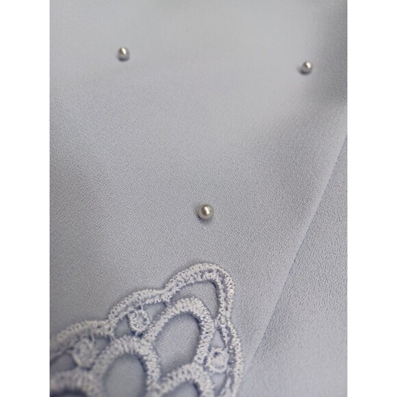 R&M Richards Beaded Top Long Dress Gray Lavander Sz 8 Petite - Picture 6 of 10